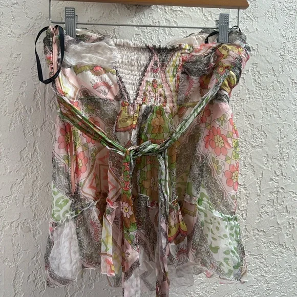 Bebe Multicolor Strapless silk top - Picture 3 of 10